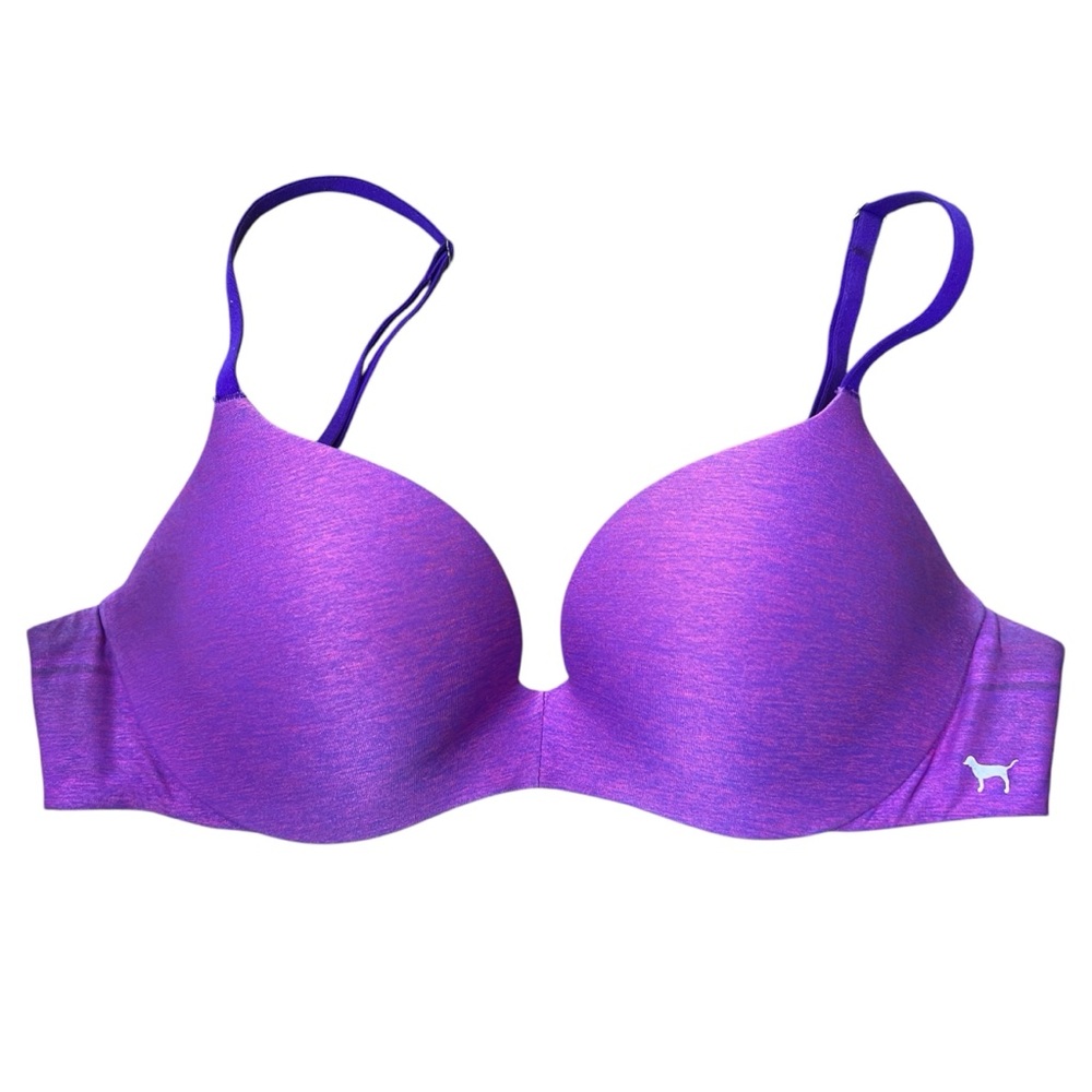 Victoria’s Secret Pink Push-up Bra Purple/Pink Heather with White Dog Logo, 34C